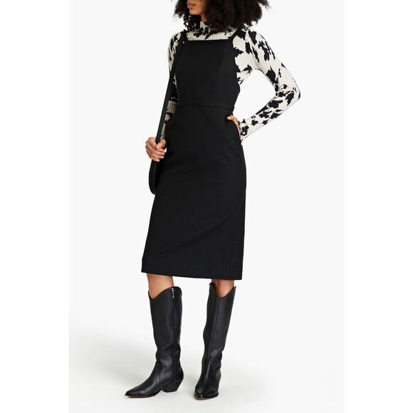 BA & SH Wondy black cotton-blend twill midi dress size 1 / US 4 - Picture 1 of 15